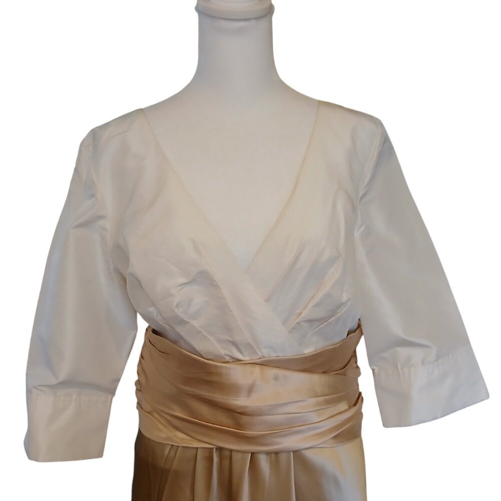 Calvin Klein white and beige 100% silk gown size 8 - Picture 2 of 9
